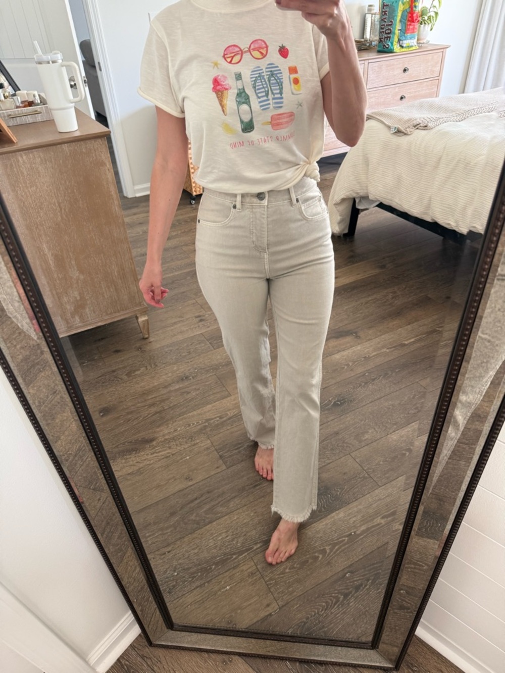 Loft High-Rise Straight Jeans in Light Beige - Women's